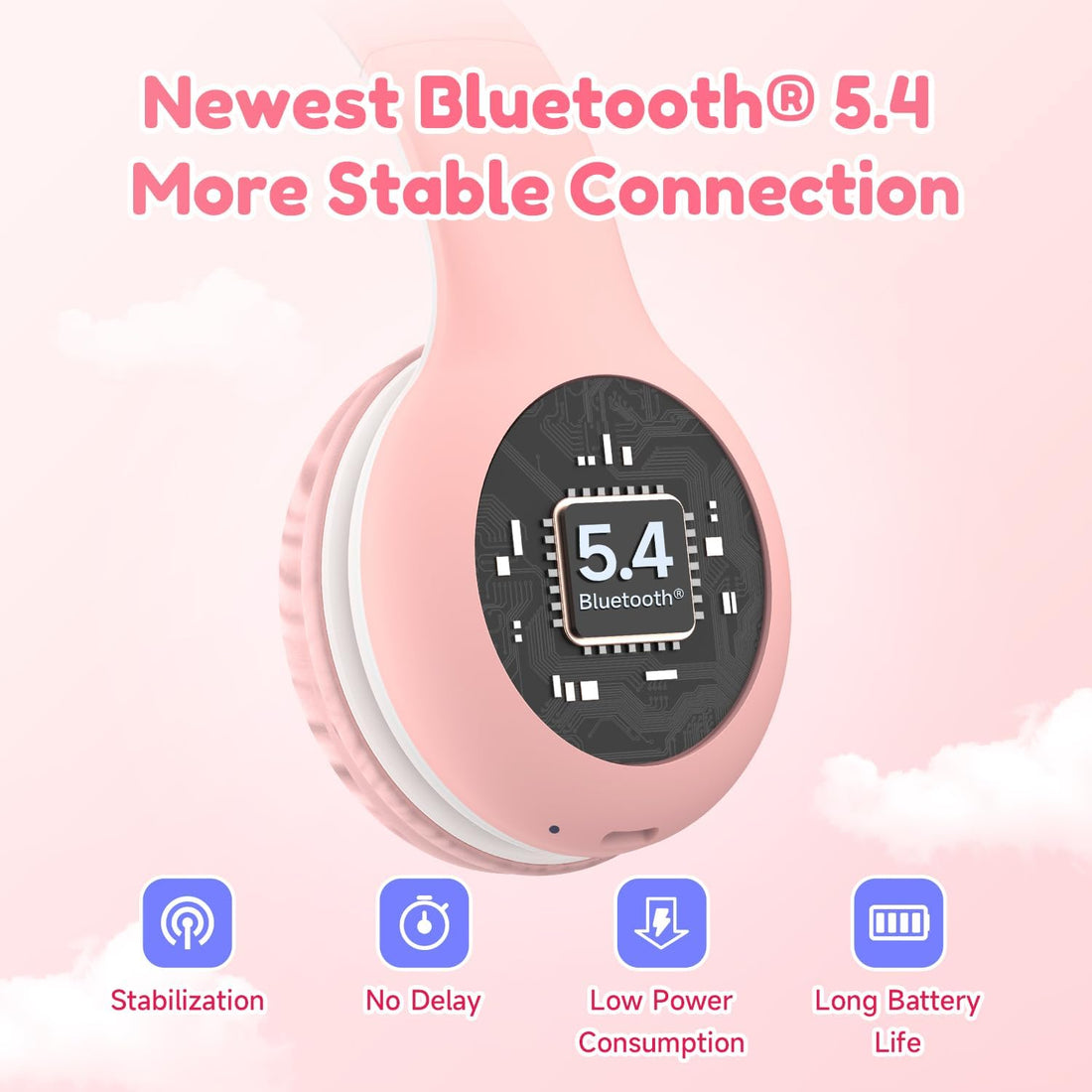 Headphones Wireless, Bluetooth 5.4 Headphone for Child with Mic, 85/94dB Volume Limited Foldable Over Ear, Hi-Fi Stereo Sound, 40H Playtime, Tablet, Phone, PC, School/Travel, Gift, 2 Pack