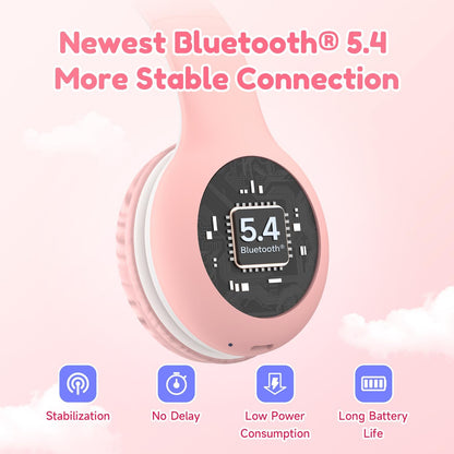 Headphones Wireless, Bluetooth 5.4 Headphone for Child with Mic, 85/94dB Volume Limited Foldable Over Ear, Hi-Fi Stereo Sound, 40H Playtime, Tablet, Phone, PC, School/Travel, Gift, 2 Pack