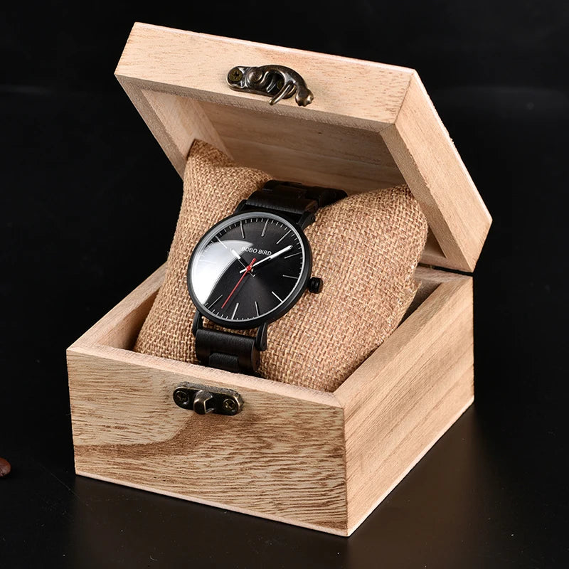 BOBO BIRD Wooden Men Watches Luxury Brand relogio masculino Quartz Watch Ideal Gifts Items in Wood box erkek kol saati W-Q30