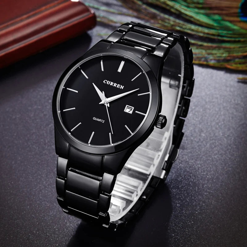 CURREN Luxury Classic Fashion Business Men Watches Display Date Quartz-watch Male Wristwatch Full Steel Clock relogio masculino