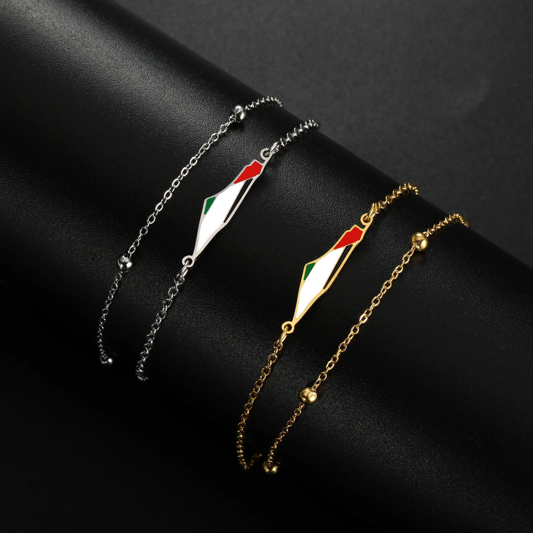 Cazador Palestine Map Double Layers Beads Chain Bracelets for Women Stainless Steel Jewelry Charm Bracelet Gift 2024 Wholesale